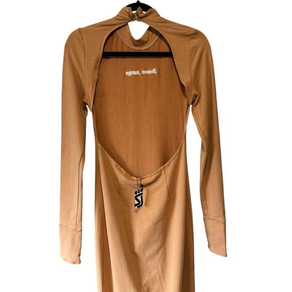 Revolve Shane Justin Nude Brown Tan Backless Cutout Maxi Bodycon Dress - Picture 10 of 11